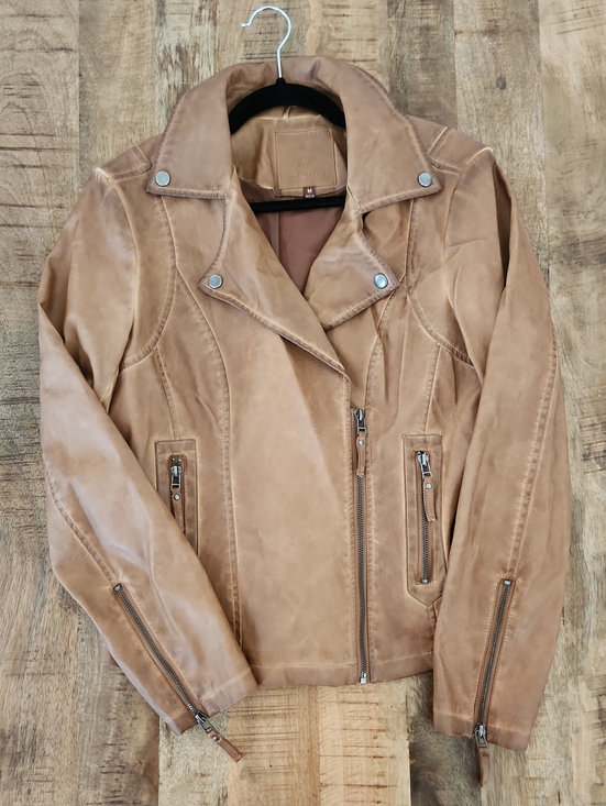 Max Studio Jackets & Blazers - Max Studio Caramel Leather Moto Jacket
